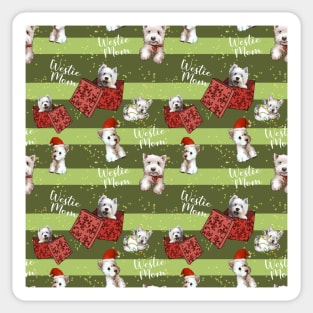 Christmas Westies green pattern Sticker